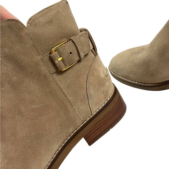 Cole Haan Size 7B Tan Sand Suede Leather Hampshire Buckle Bootie - Picture 6 of 14